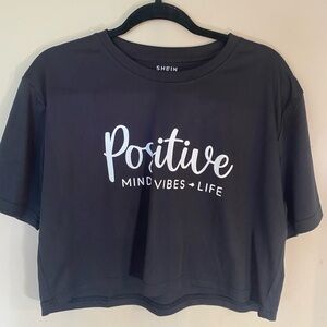 SHEIN Black Positive Vibes T-Shirt